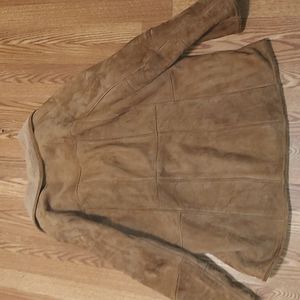 SKINDEEP Shearling jacket,  brown suede, large size, short pile wool.New zealand